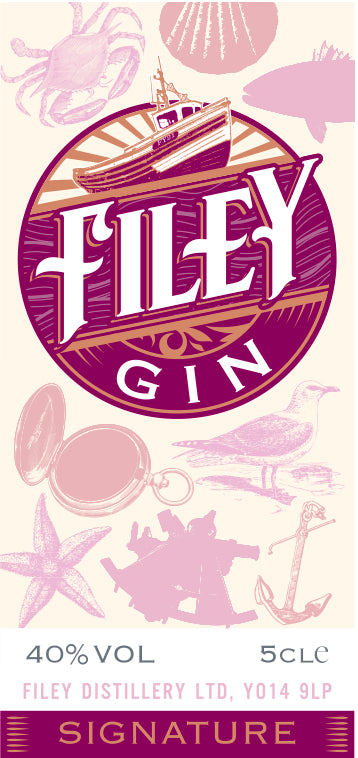 Filey Pink Gin Miniature Label